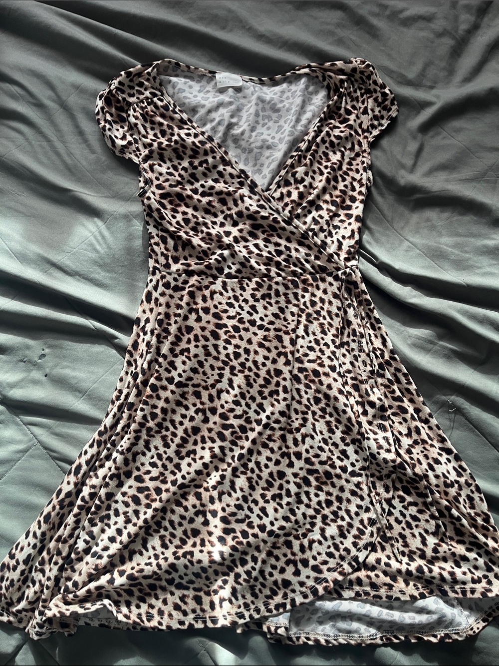 Women’s Leopard Print Wrap Dress - Brown/Cream
